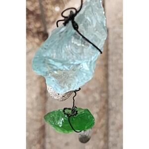 Glass and rock garland, rain chain, hanging glass, rain chain glass